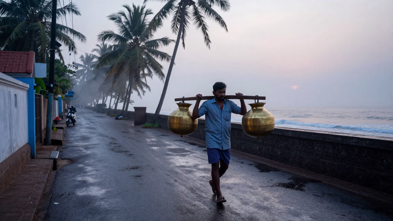 Kochi Water Carrier at Sunrise Light in in Kochi, India