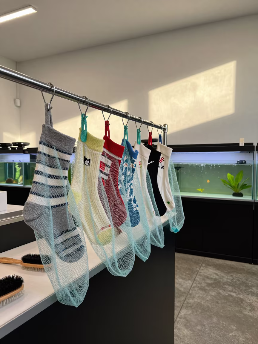 Koi Net Hook Rail Before Class in inside a pet store aisle near Niagara Falls