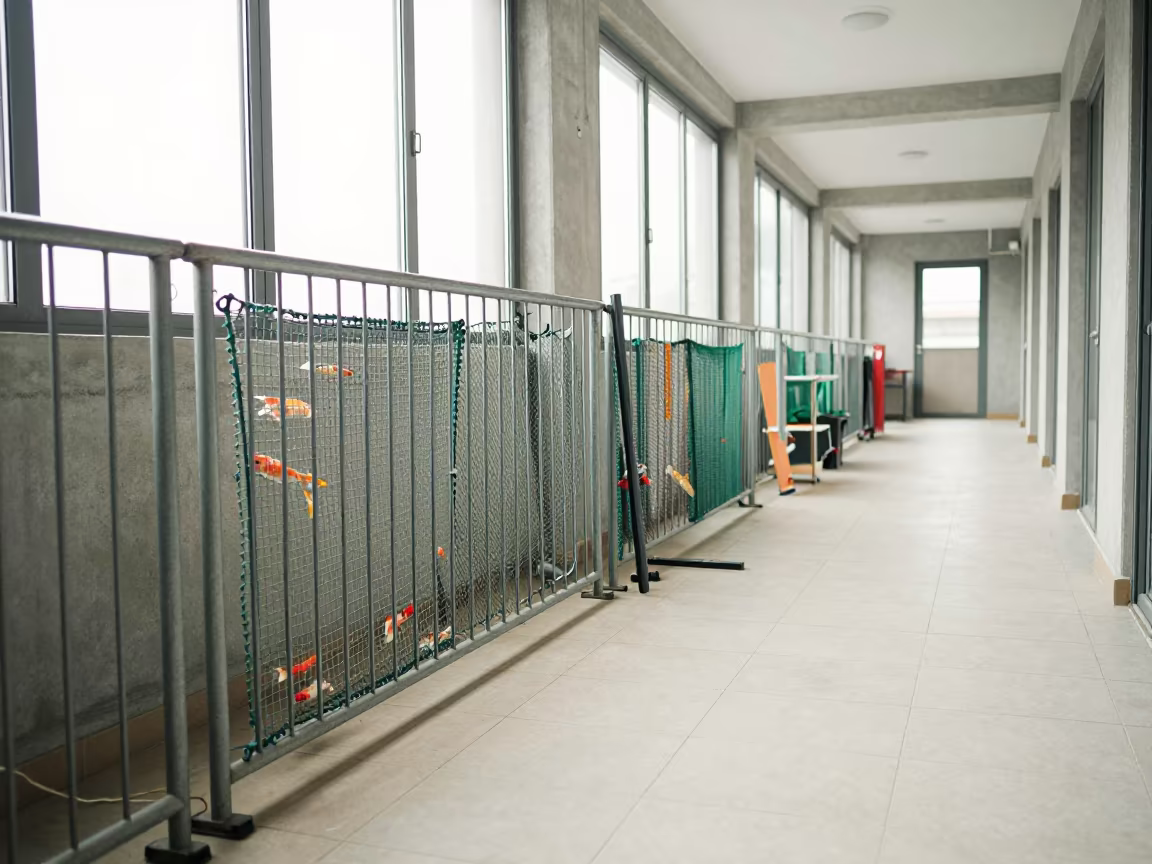 Koi Net Rail in Terni Kennel Corridor Morning in in a boarding kennel corridor in Terni