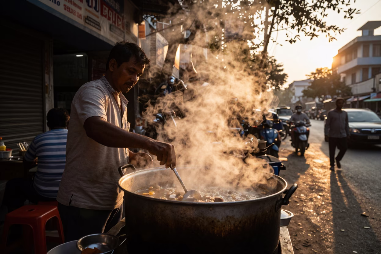 Kolkata Hotpot at The Late Afternoon Light in in Kolkata, India