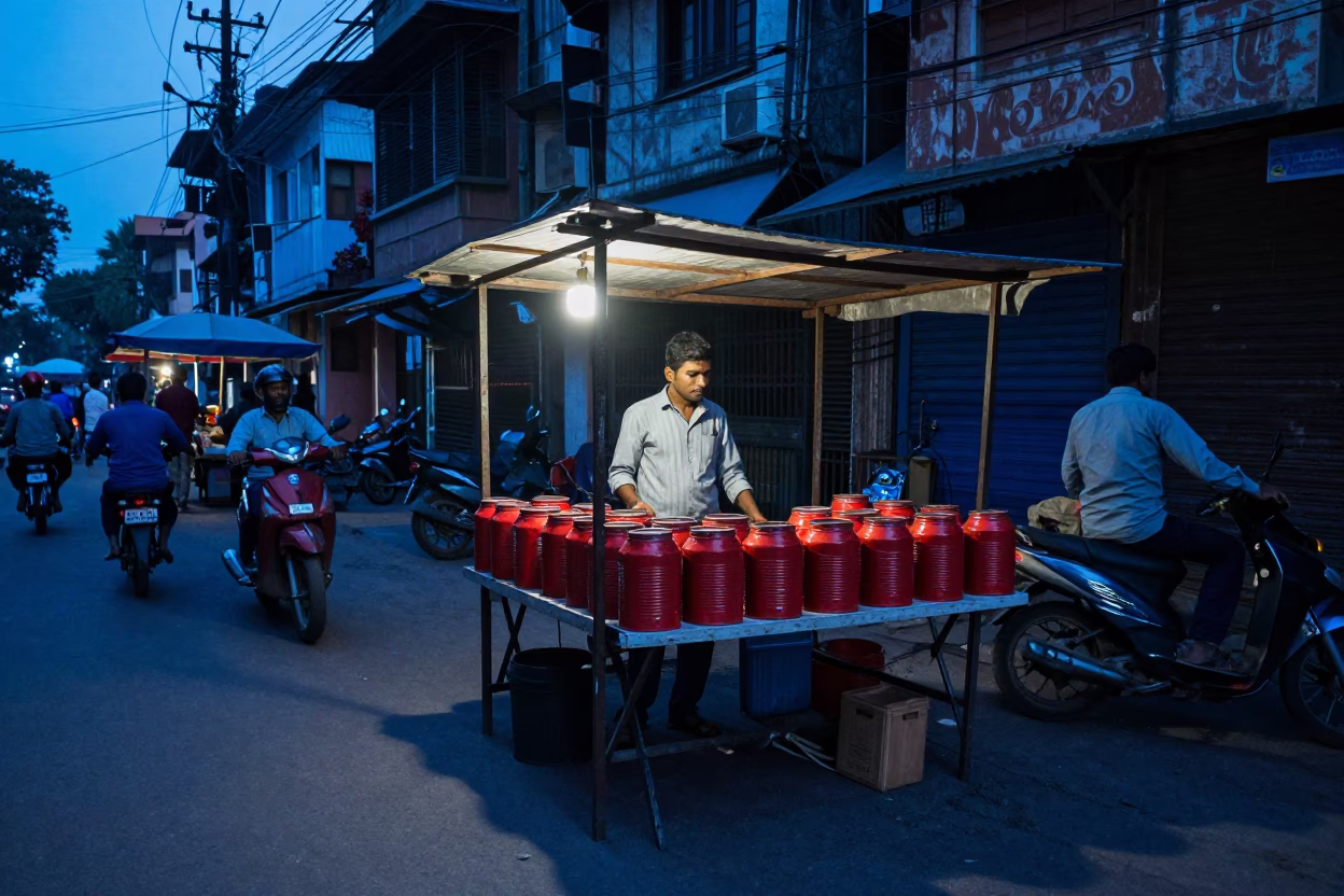 Kolkata Vendor Scene at Blue Hour in in Kolkata, India