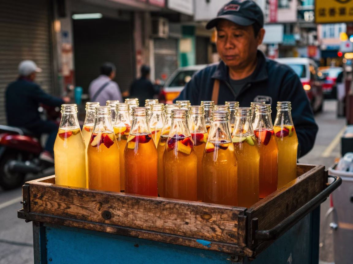 Kombucha in Hong Kong at Honeyed Evening Light in in Hong Kong, Hong Kong
