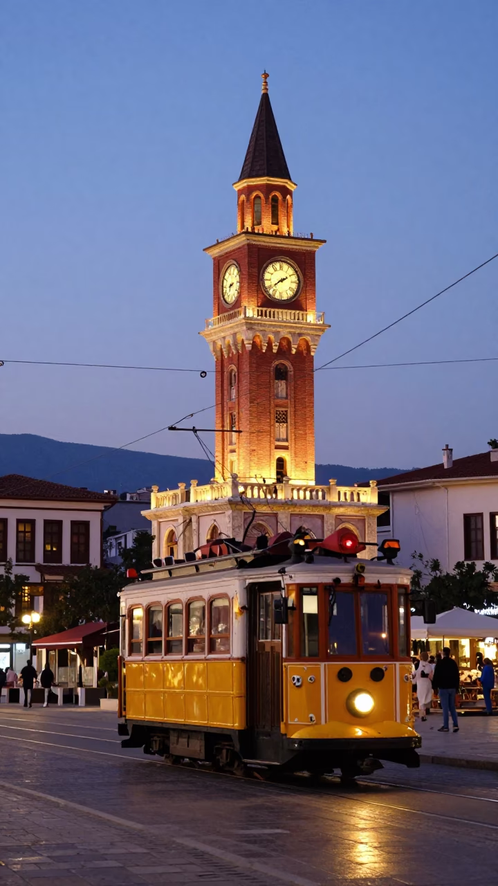 Konak Square in Izmir at Twilight in in Izmir, Turkey