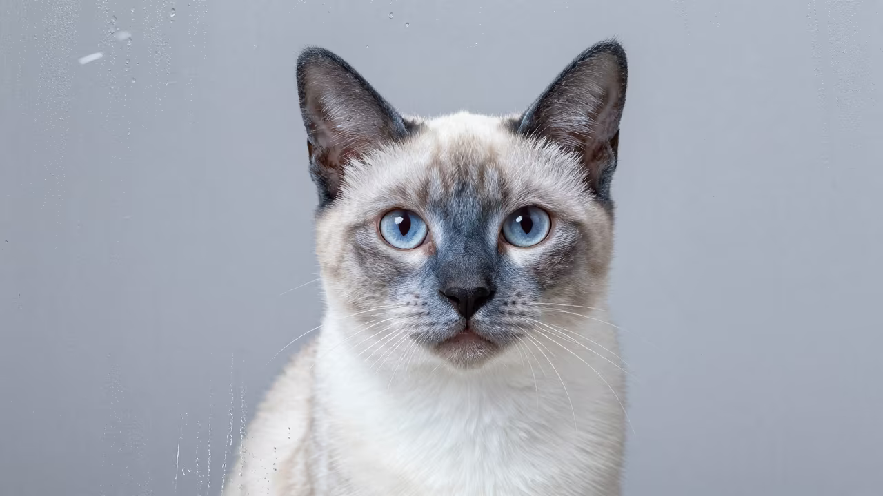 Korat Cat Portrait in Winter Studio Light in in a quiet portrait studio with a plain backdrop and eye-level framing in Rohtak