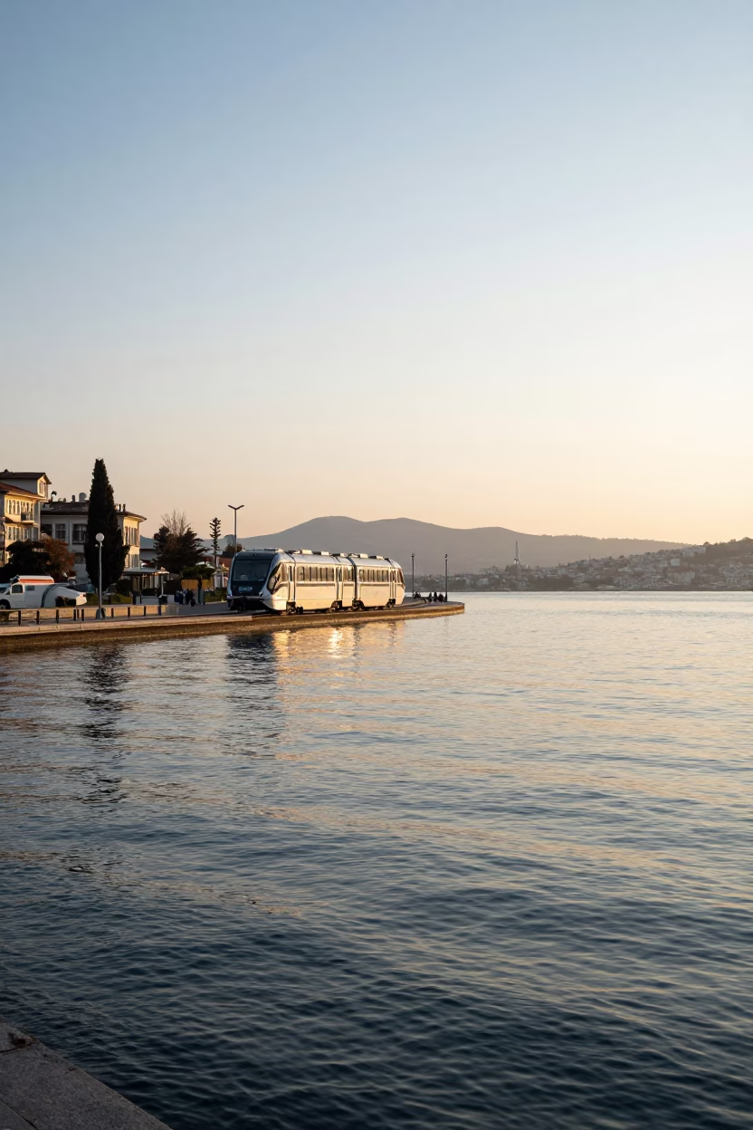 Kordon Waterfront just after sunrise in Izmir in in Izmir, Turkey