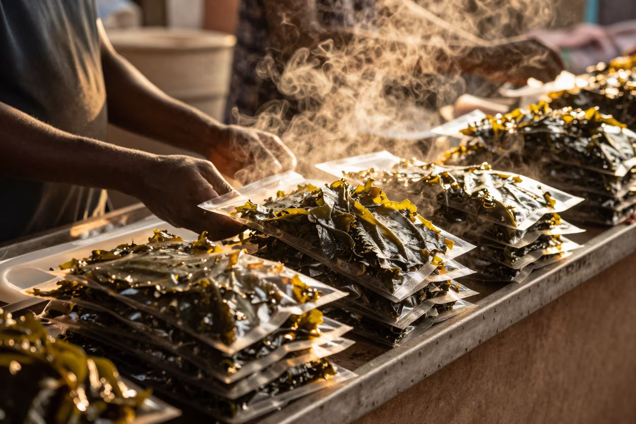 Korean Seaweed Vendor Lusaka Market Stall in at a market stall in Lusaka