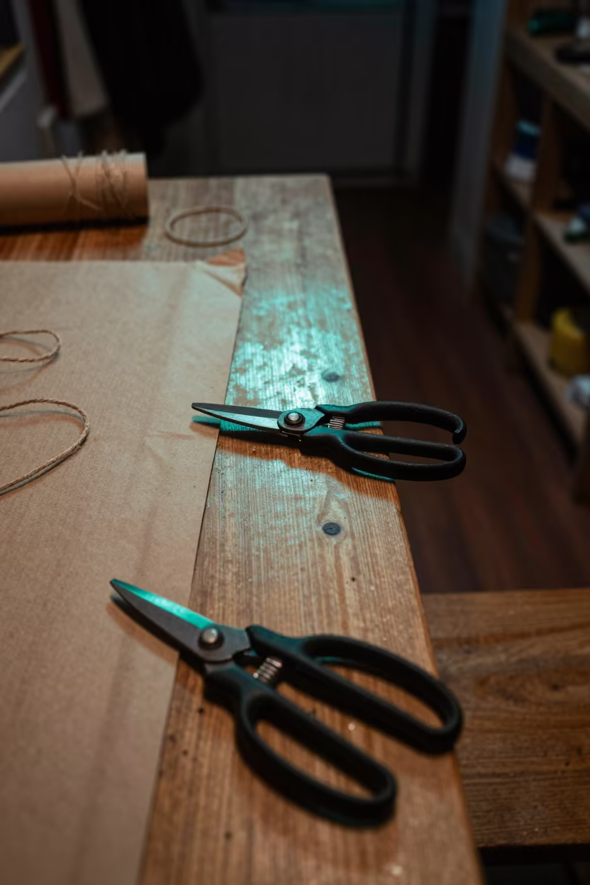 Kraft Paper Wrapping Station Night in inside a fitting room corridor in Ottawa