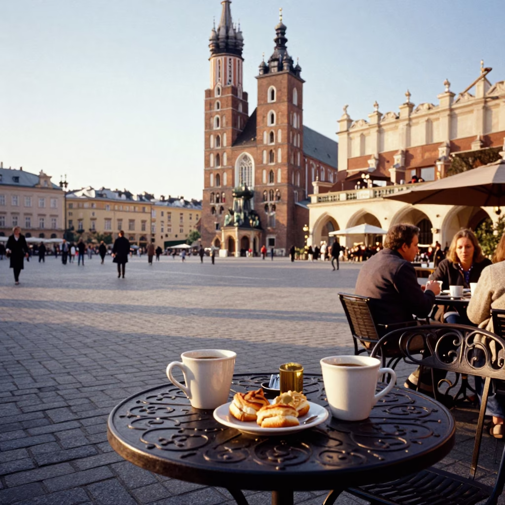 Krakow Afternoon Light at Clear Late-afternoon Light in in Krakow, Poland