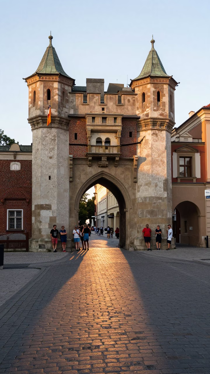 Krakow Locals at Evening Light in in Krakow, Poland