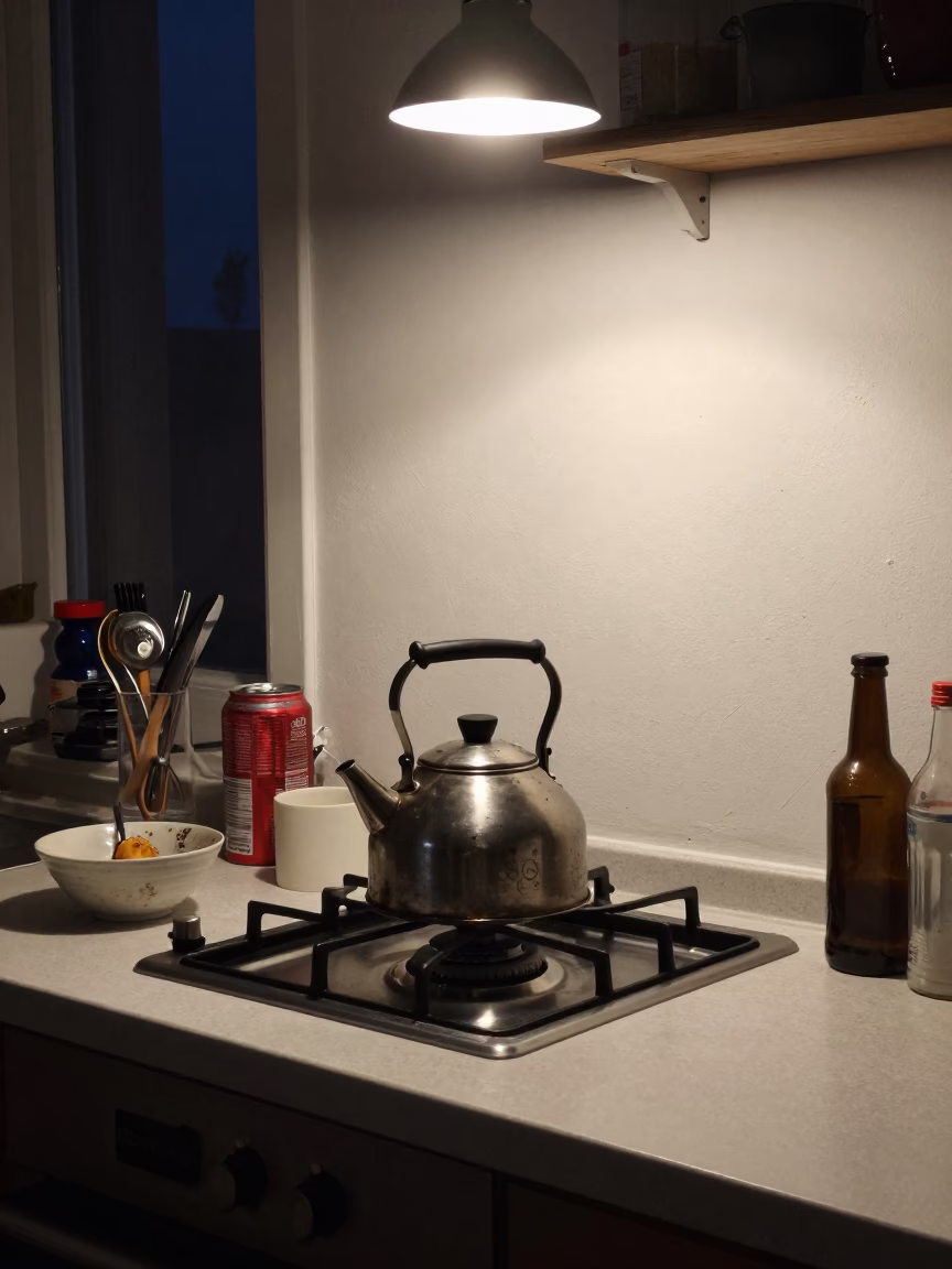 Krakow Scene Apartment at Midnight Light in in Krakow, Poland