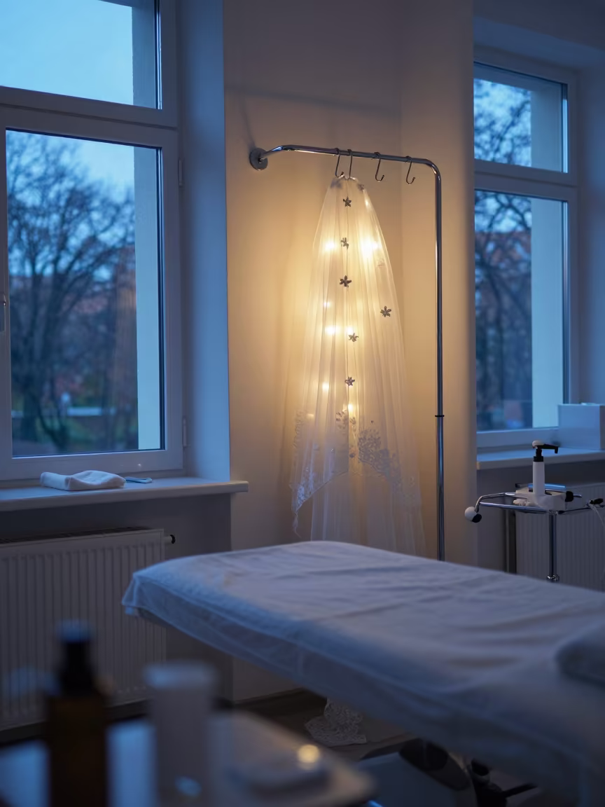 Krakow Skincare Room Veil Steamer Hook Rail in inside a skincare treatment room in Krakow