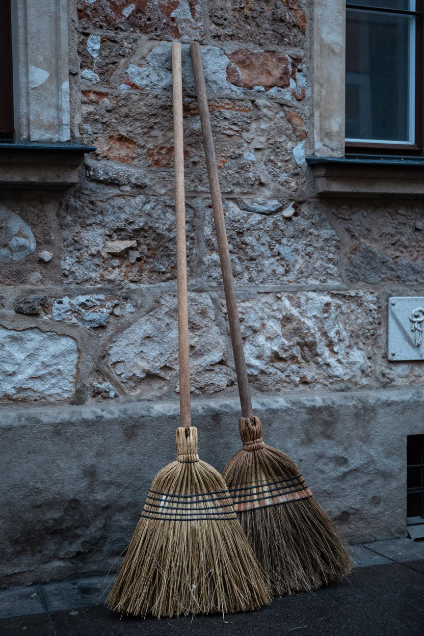 Krakow Worn Wooden Brooms in in Krakow, Poland