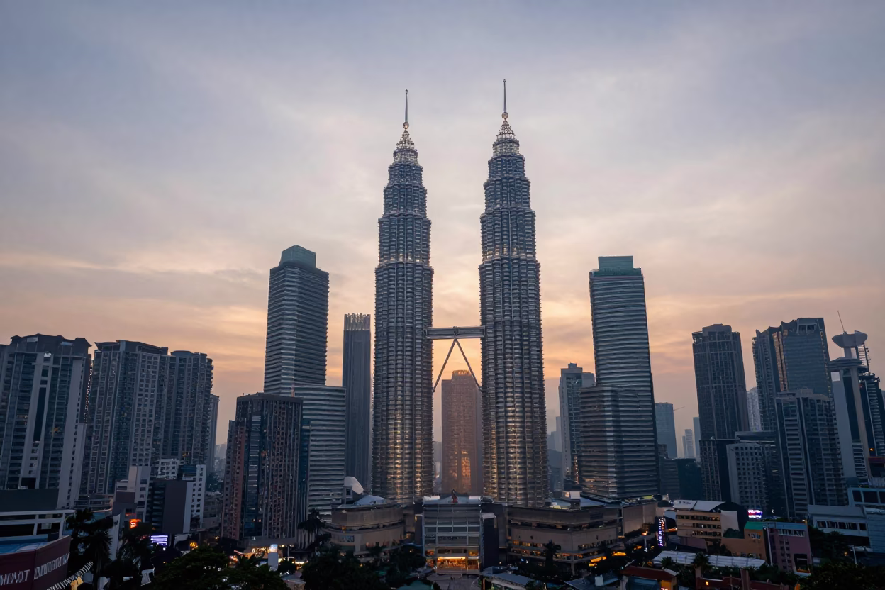 Kuala Lumpur Dawn Light at First Light Of Dawn in in Kuala Lumpur, Malaysia
