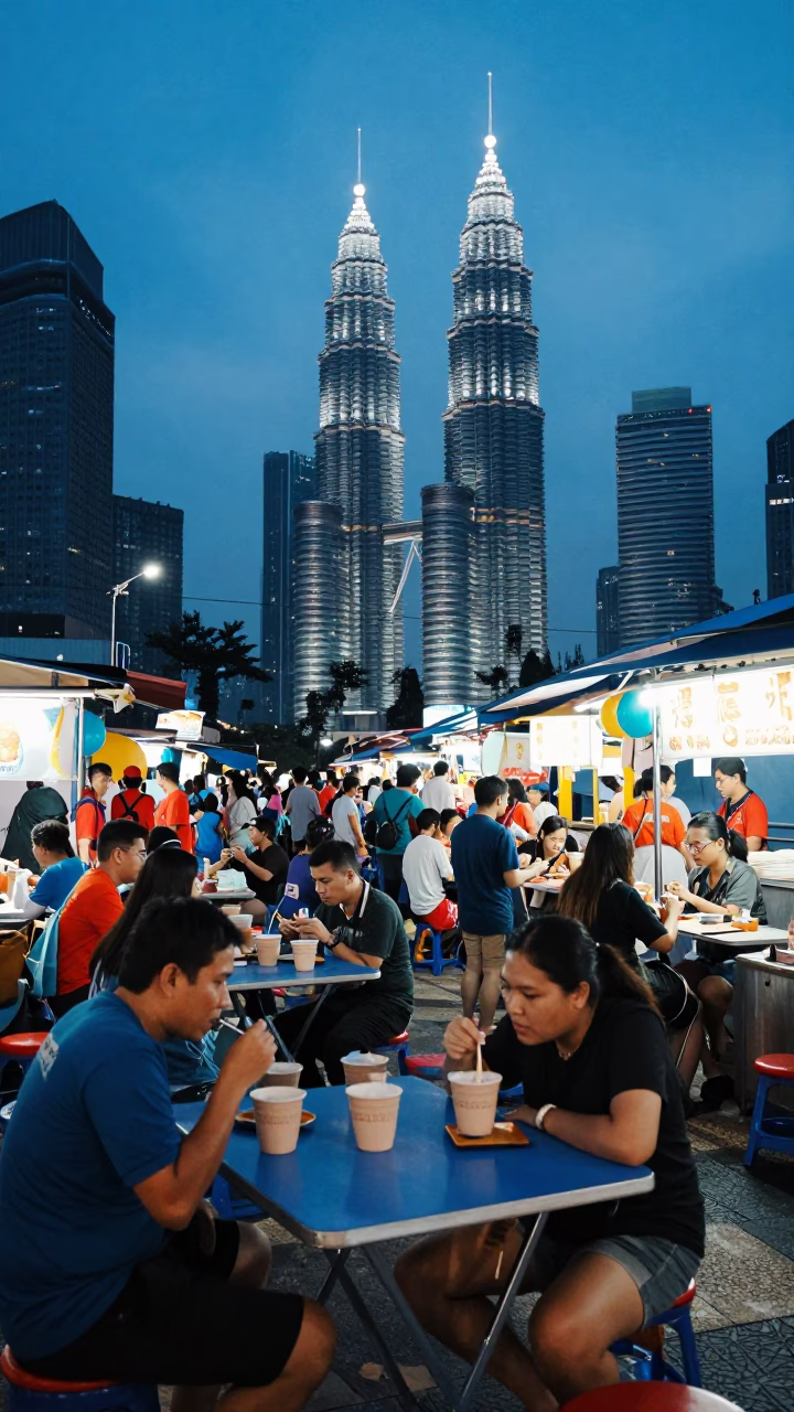 Kuala Lumpur Evening Scene at The Last Blue Light Of Evening in in Kuala Lumpur, Malaysia