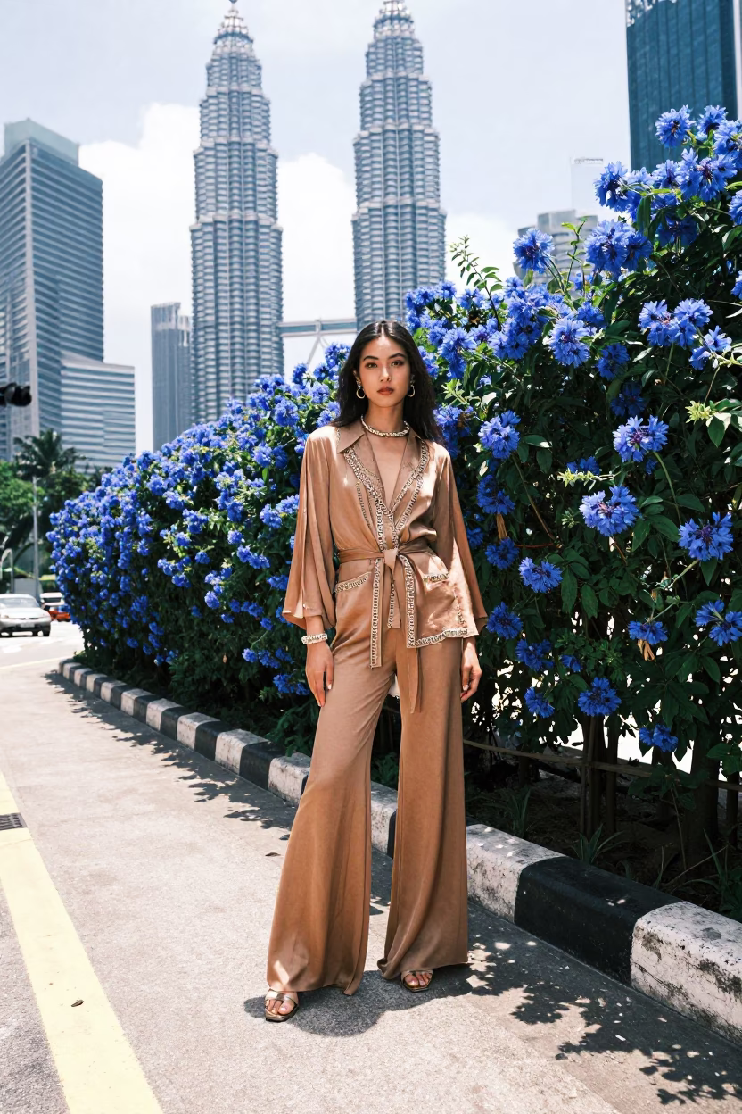 Kuala Lumpur Fashion Model at Bright Midmorning Light in in Kuala Lumpur, Malaysia