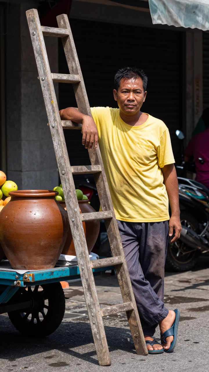 Kuala Lumpur Fruit Vendor at Flat Noon Light in in Kuala Lumpur, Malaysia