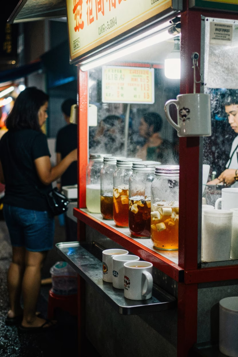 Kuala Lumpur Night Stroll with Condensation and Coffee Mugs in in Kuala Lumpur, Malaysia