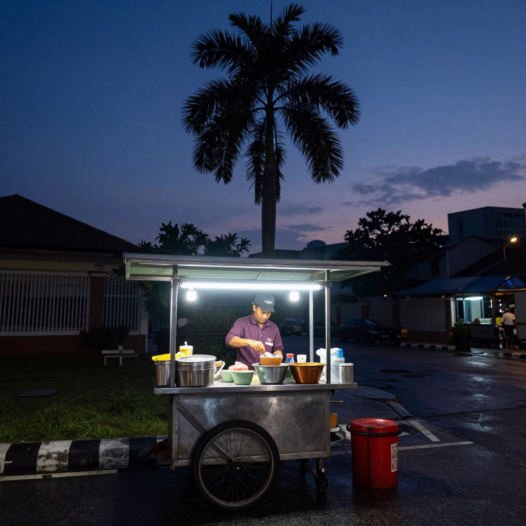 Kuala Lumpur Preparing Chai at The Still Hours Before Dawn Light in in Kuala Lumpur, Malaysia