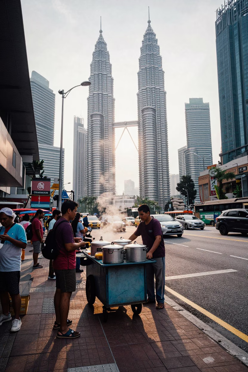 Kuala Lumpur Realistic Scene at As First Light Reaches The Scene in in Kuala Lumpur, Malaysia
