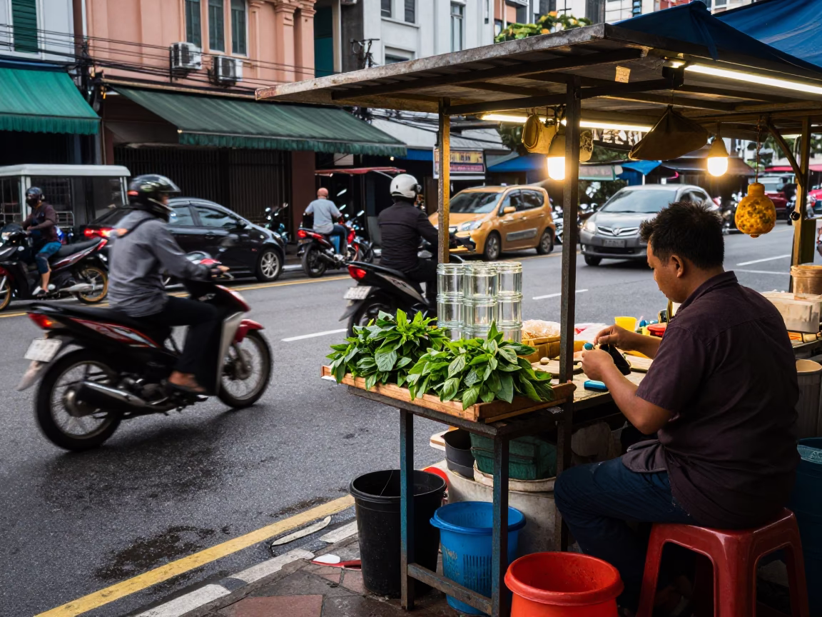 Kuala Lumpur Street Corner at Clear Late-afternoon Light in in Kuala Lumpur, Malaysia