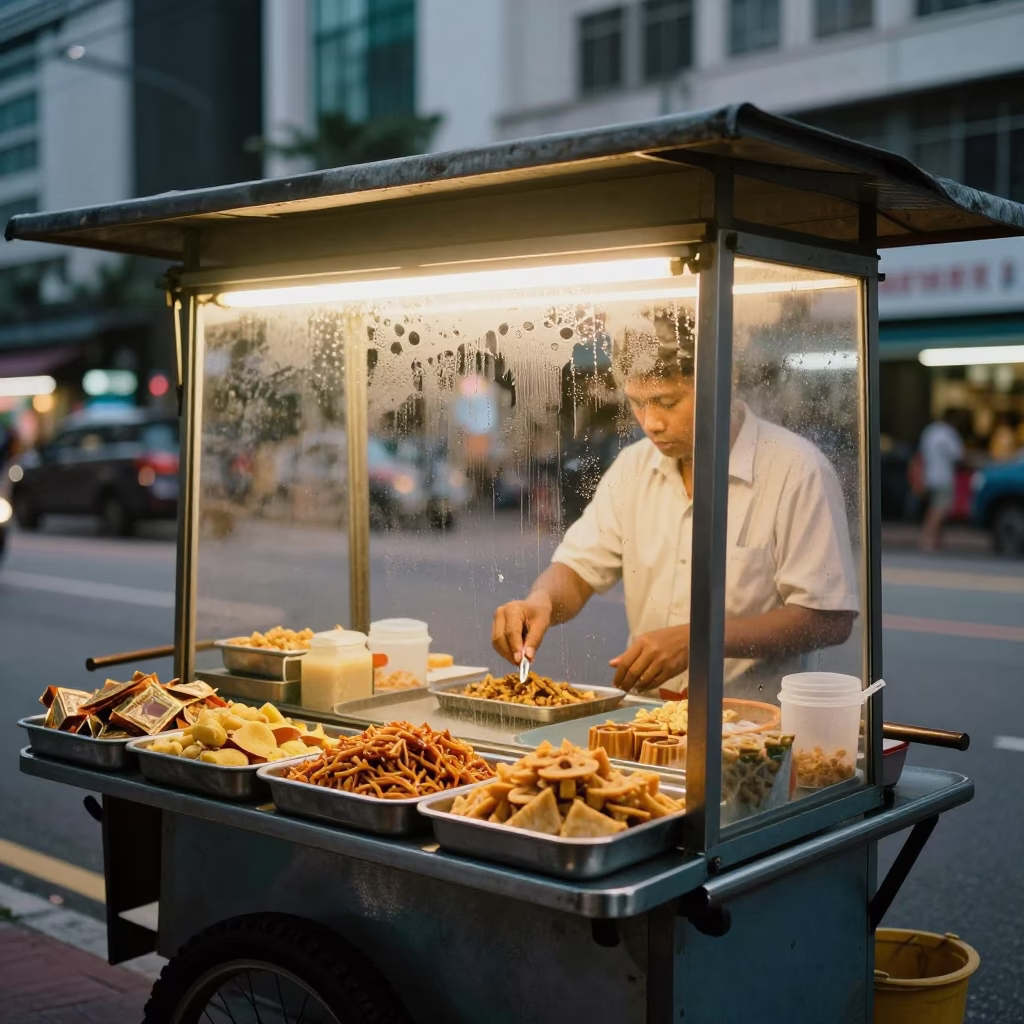 Kuala Lumpur Street Corner at Honeyed Evening Light in in Kuala Lumpur, Malaysia