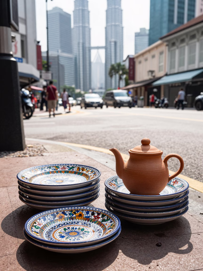 Kuala Lumpur Street Scene at Late Morning Light in in Kuala Lumpur, Malaysia