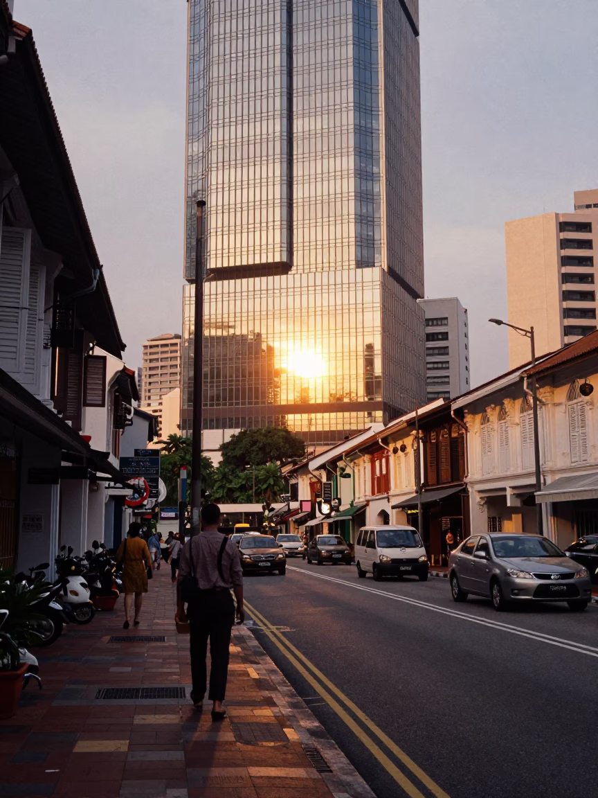 Kuala Lumpur Street Scene at Sunset Light in in Kuala Lumpur, Malaysia