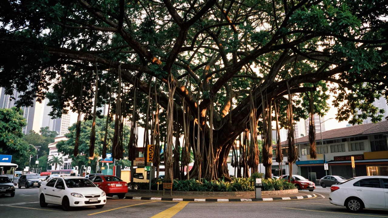 Kuala Lumpur Street Scene at The Early Morning Light in in Kuala Lumpur, Malaysia