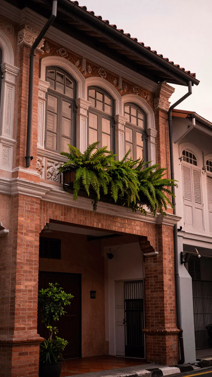 Kuala Lumpur Street Scene Before Dusk with Window Box and Bar Stools in in Kuala Lumpur, Malaysia