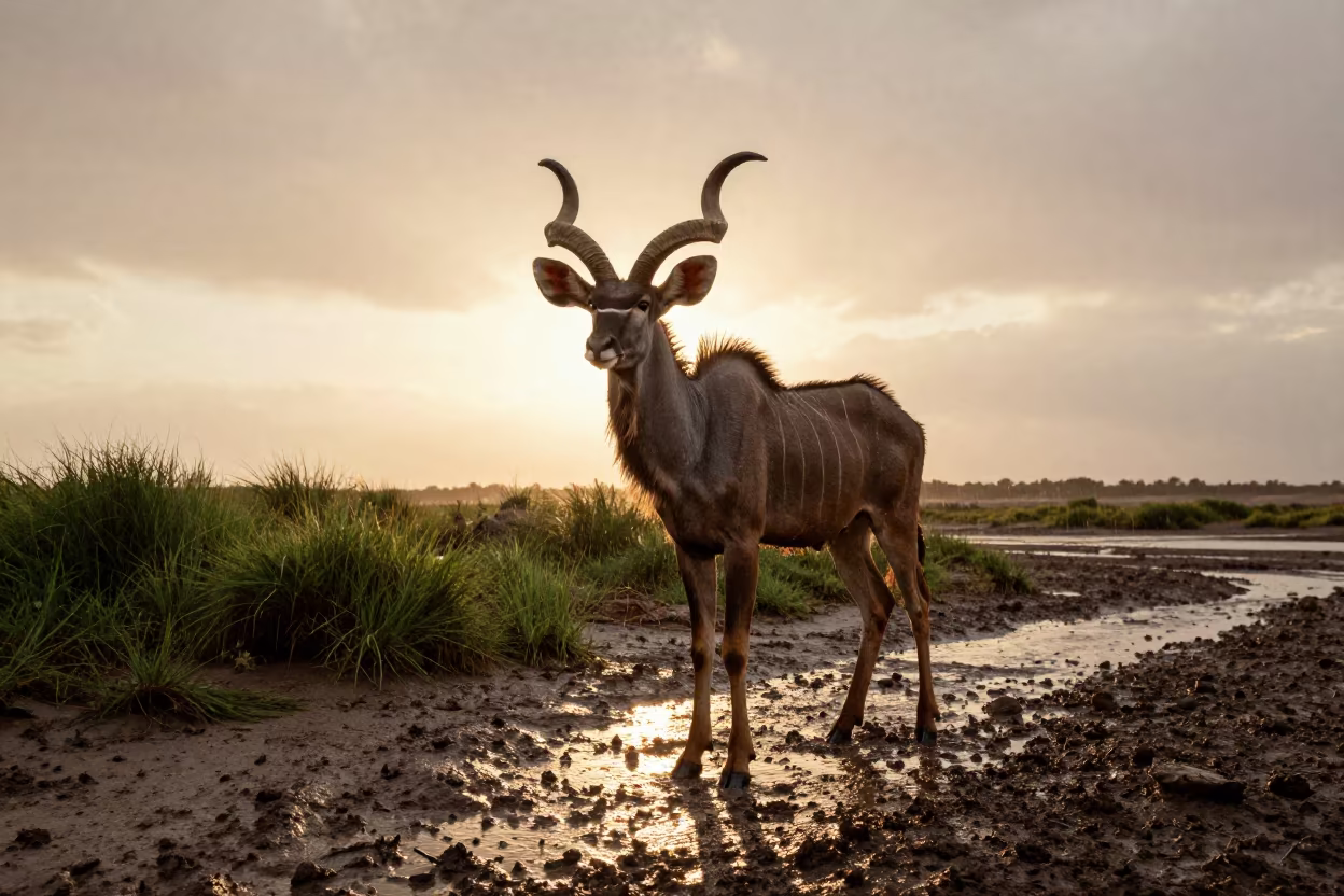 Kudu Bull at Tidal Inlet Asmara Wet Season in beside a tidal inlet near Asmara