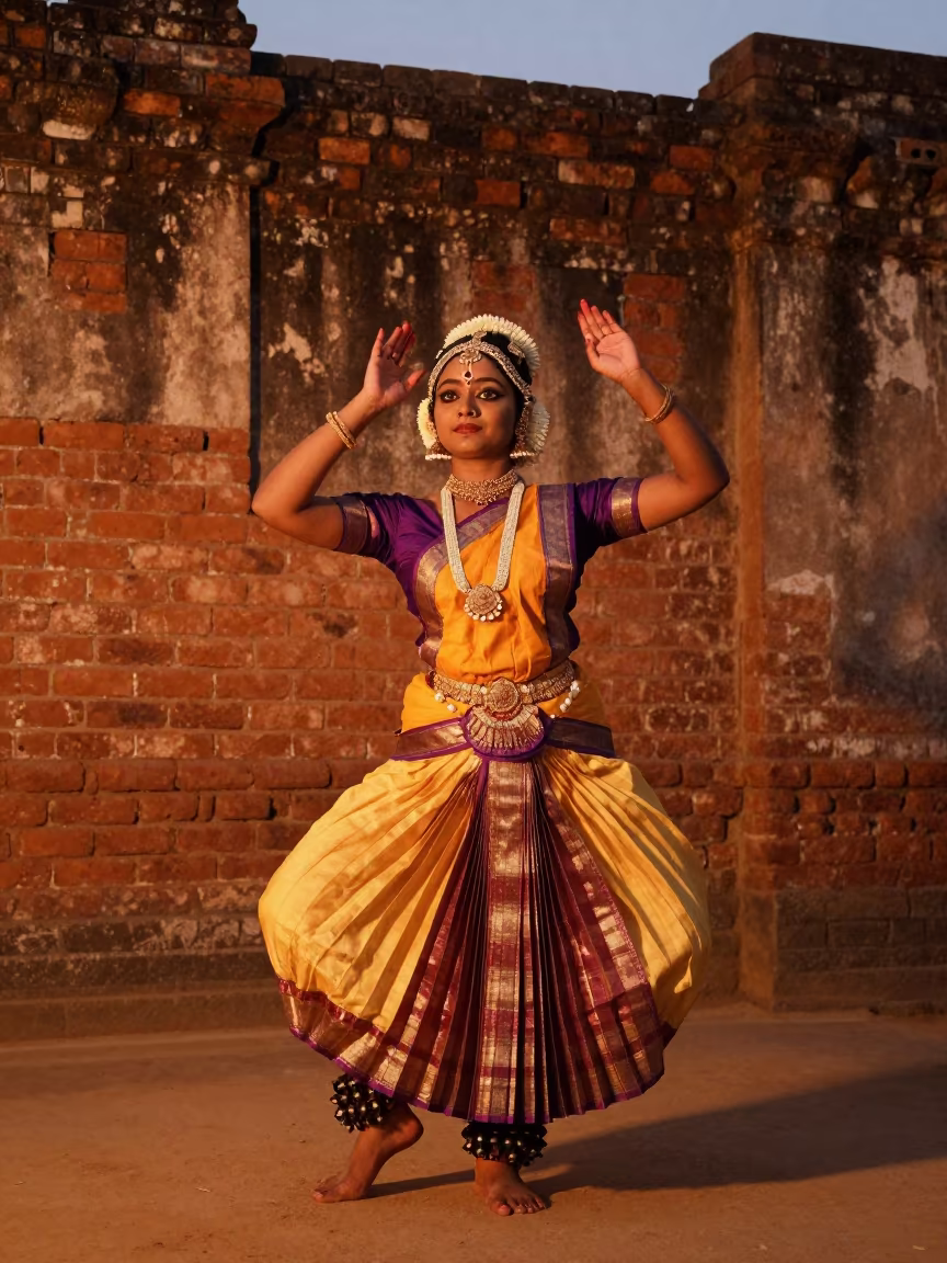Kulim Dancer in Honeyed Evening Light in in the old quarter in Kulim