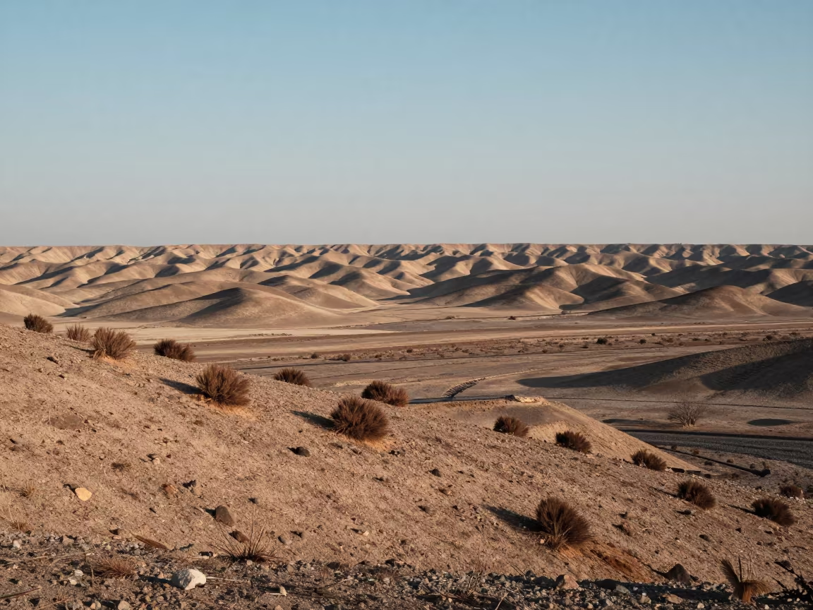 Kuwait Winter Ridge Over Layered Foothills in from a ridge above layered foothills in Kuwait
