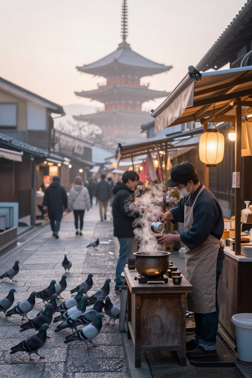 Kyoto Before Sunrise at Sunrise Light in in Kyoto, Japan