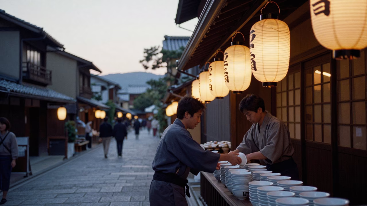 Kyoto Dawn Scene at First Light Of Dawn in in Kyoto, Japan