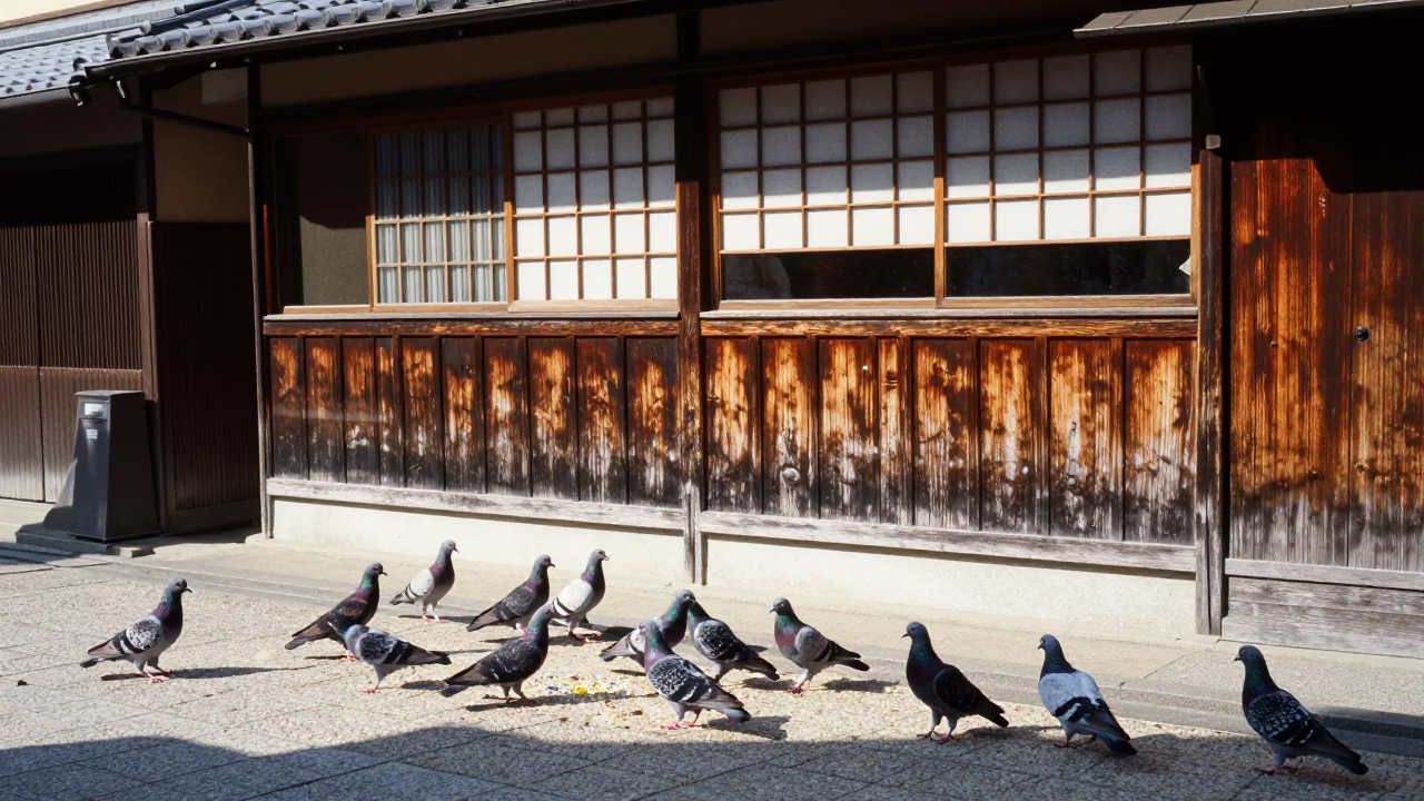 Kyoto Street Scene at Bright Midmorning Light in in Kyoto, Japan