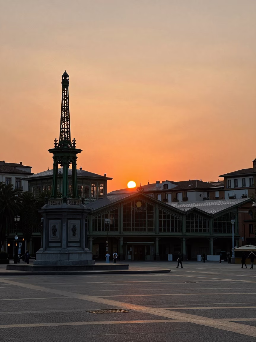La Libertad in Bilbao at As The Sun Drops Toward The Horizon in in Bilbao, Spain