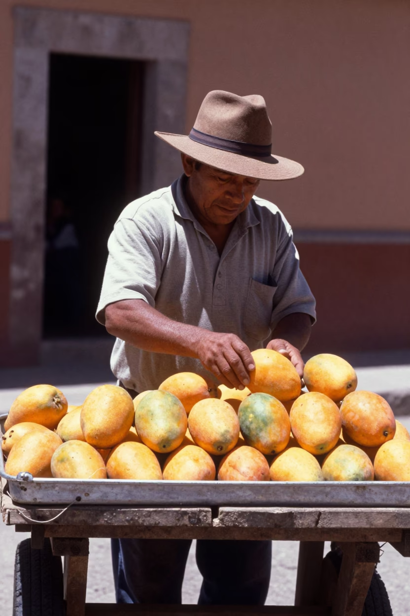 La Paz Mangoes at The Flat Glare Of Noon Light in in La Paz, Bolivia
