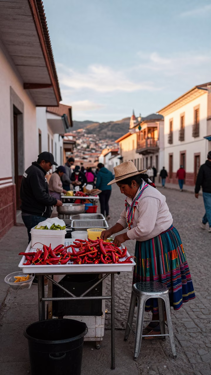 La Paz Preparing Ingredients in in La Paz, Bolivia