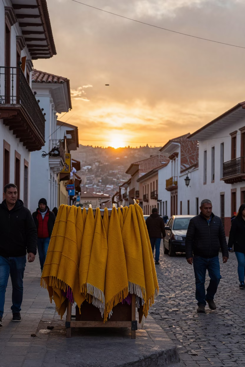 La Paz Street Scene at As The Sun Drops Toward The Horizon in in La Paz, Bolivia