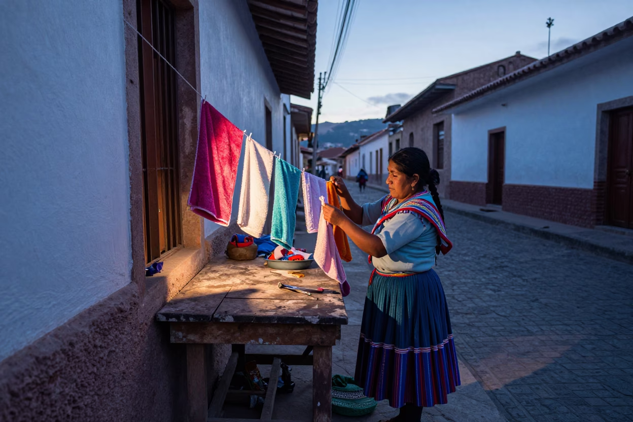 La Paz Street Scene at Early Morning Light in in La Paz, Bolivia