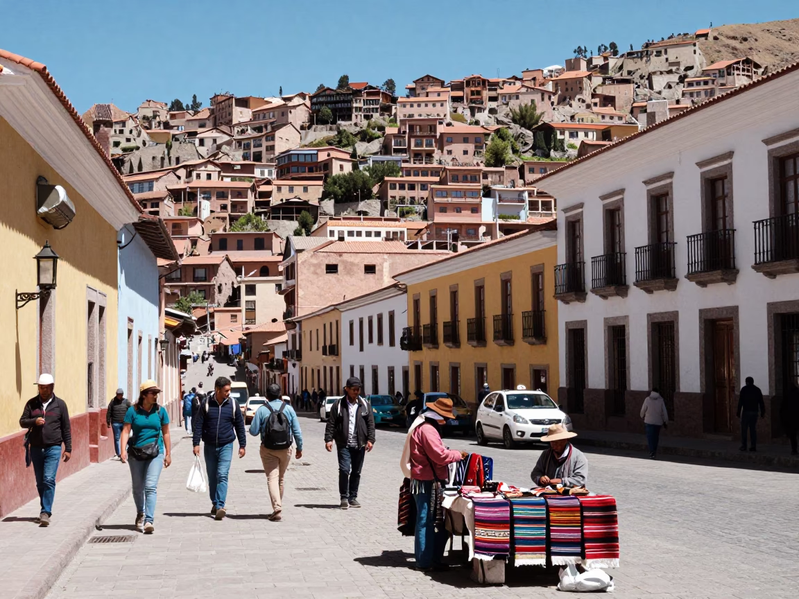 La Paz Street Scene at Midday Light in in La Paz, Bolivia