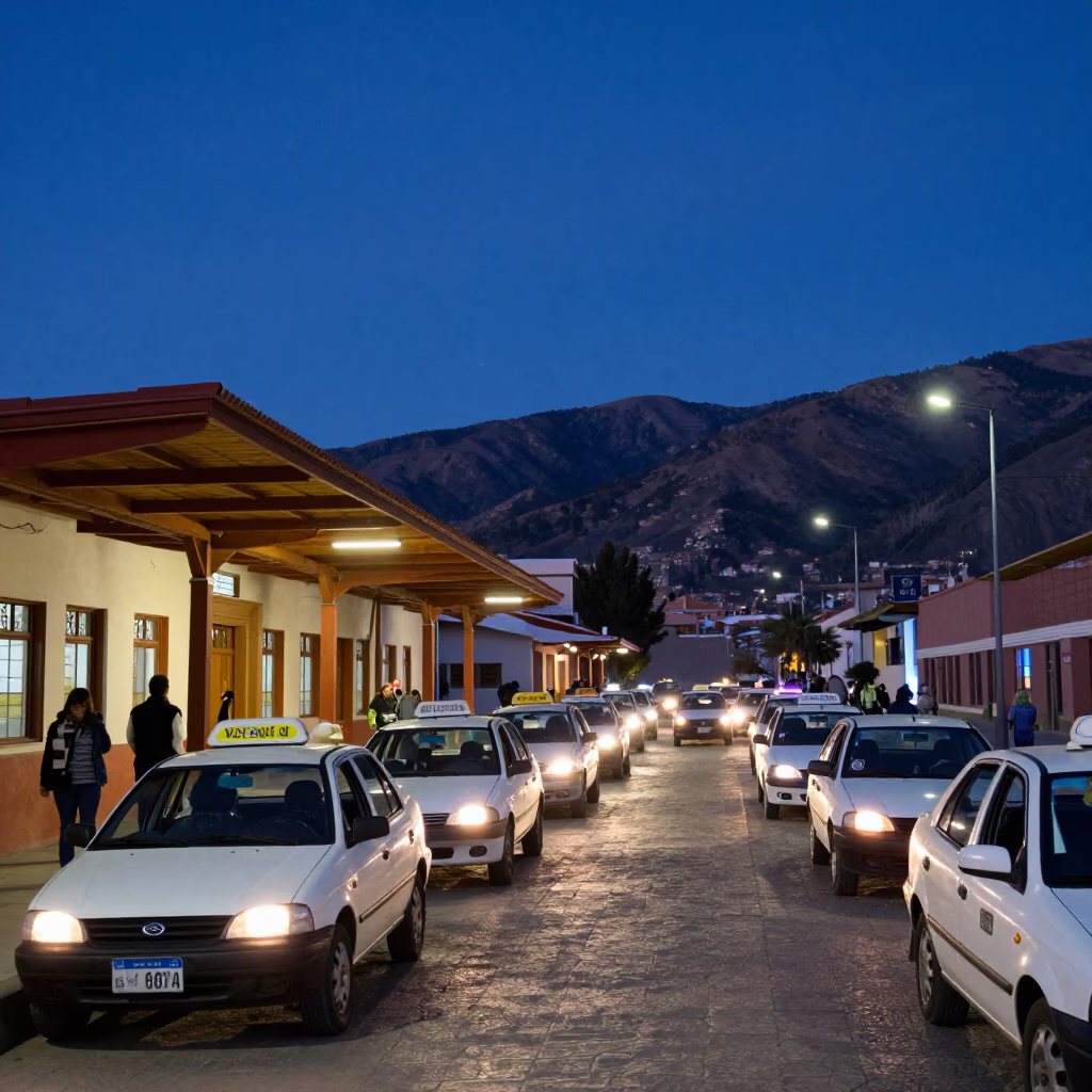 La Paz Train Station at Indigo Twilight After Sunset in in La Paz, Bolivia