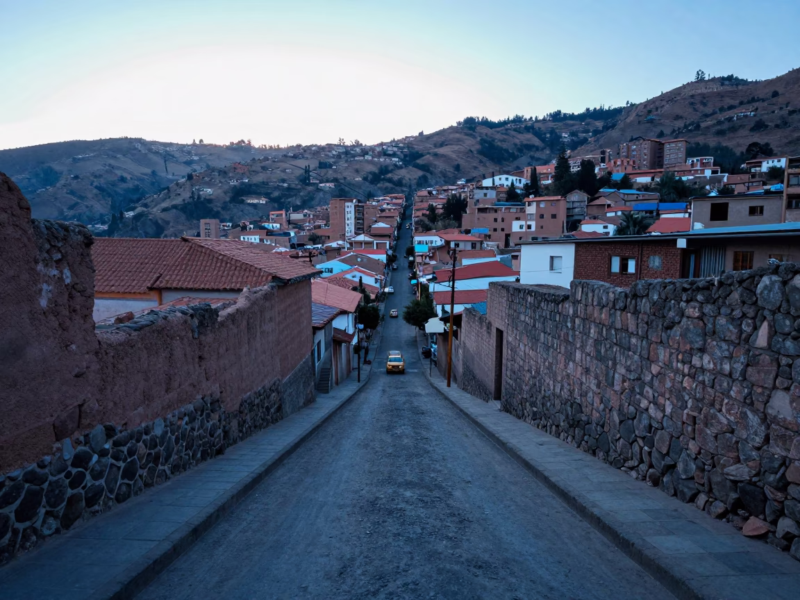La Paz Urban Landscape at Sunrise Light in in La Paz, Bolivia