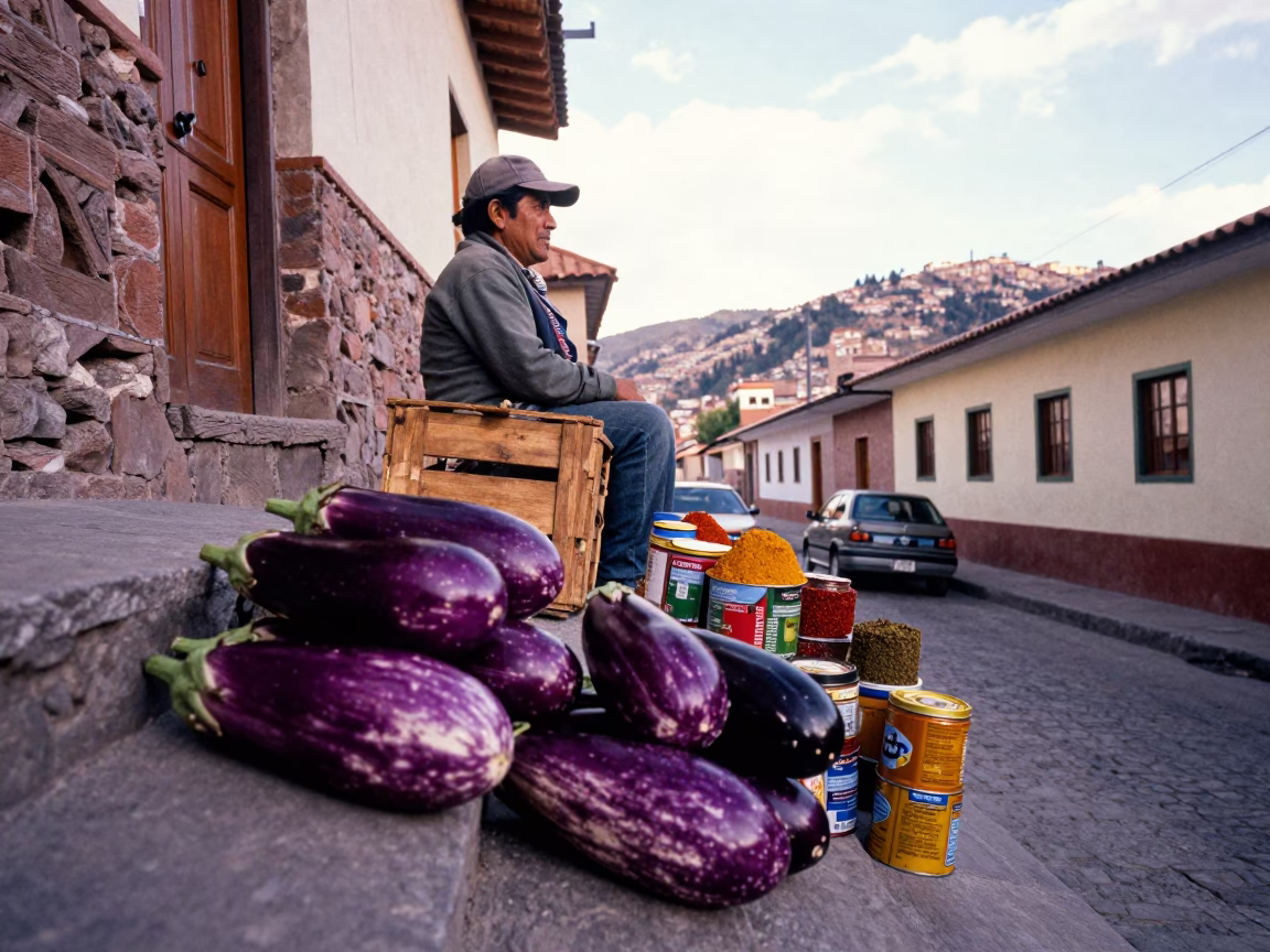 La Paz Vendor at Late Afternoon Light in in La Paz, Bolivia