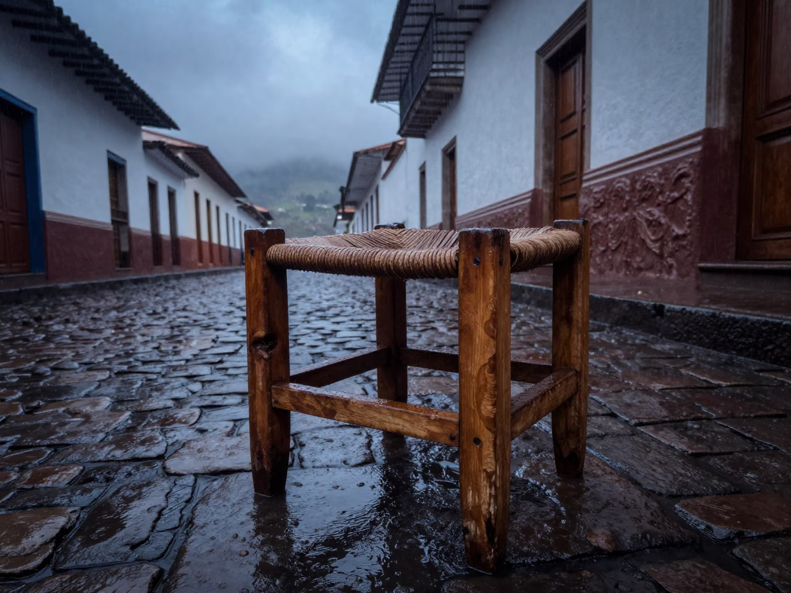 La Paz Weathered Wooden Stool in in La Paz, Bolivia