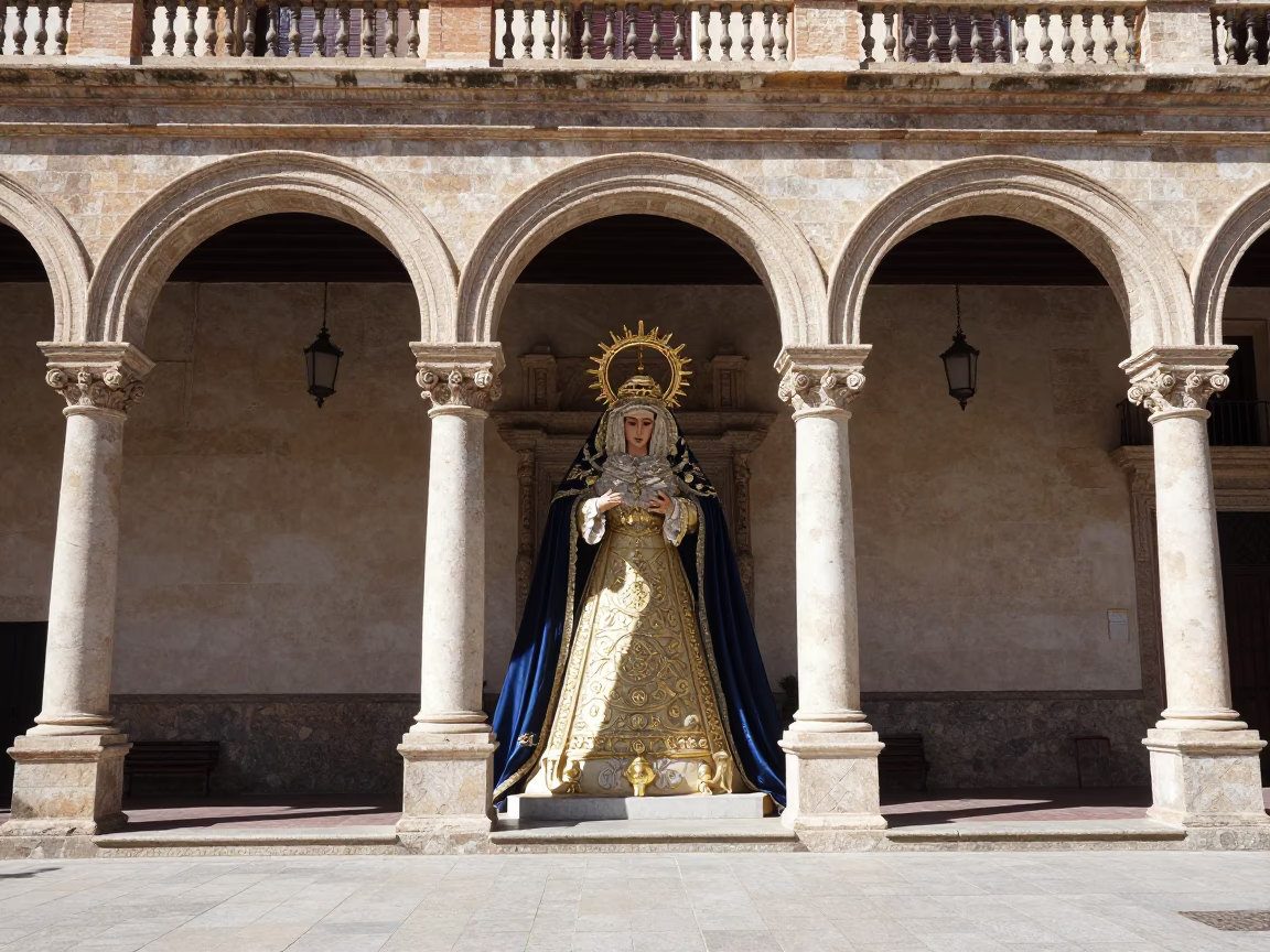 La Virgen in Valencia at The Flat Glare Of Noon Light in in Valencia, Spain