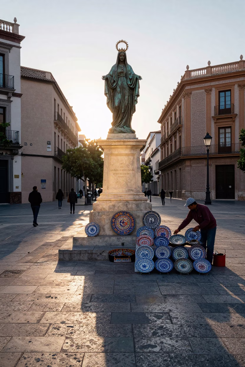 La Virgen just after sunrise in Valencia in in Valencia, Spain