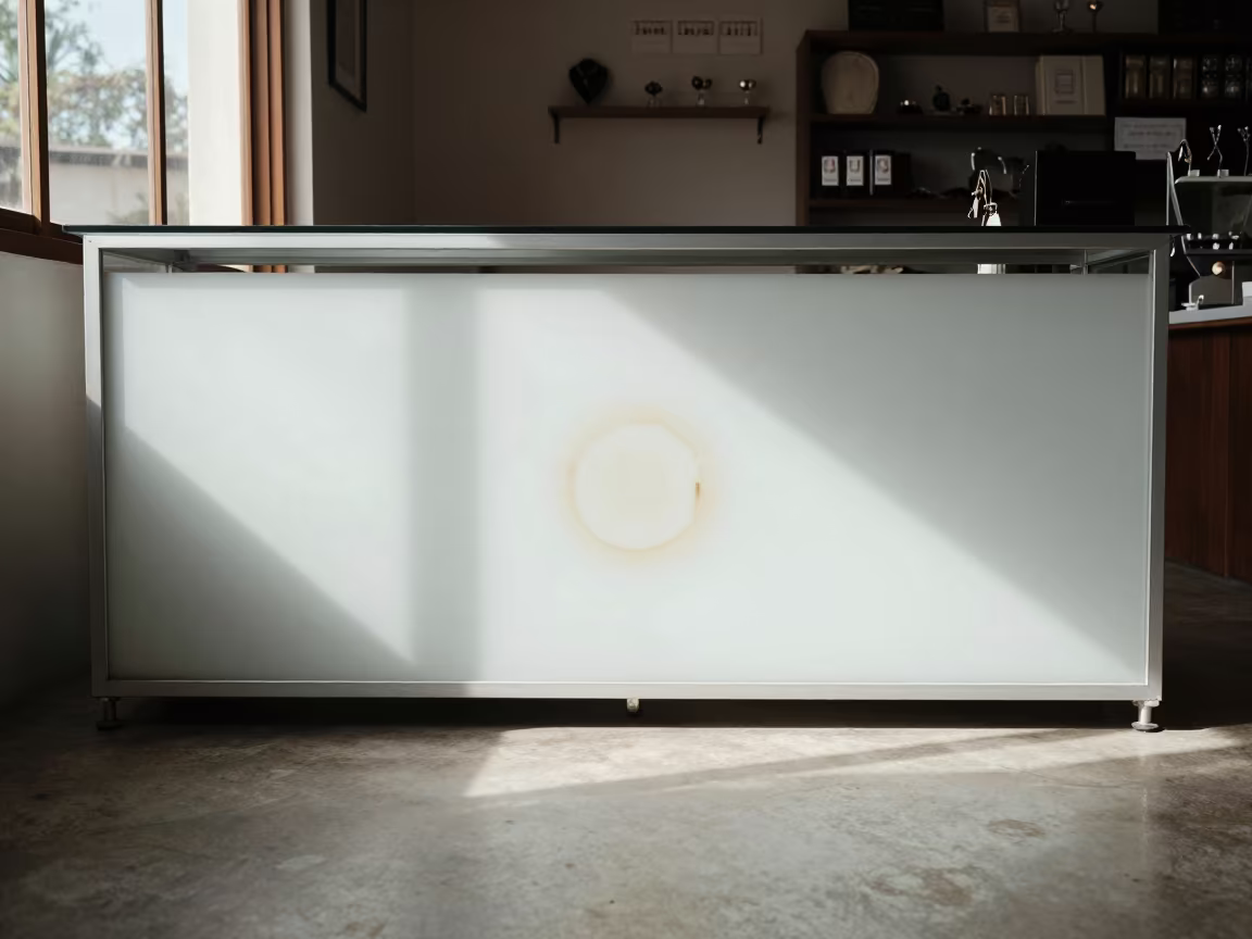 Label Maker on Glass Jewelry Counter in at a jewelry counter inside a covered bazaar near Tocuyito