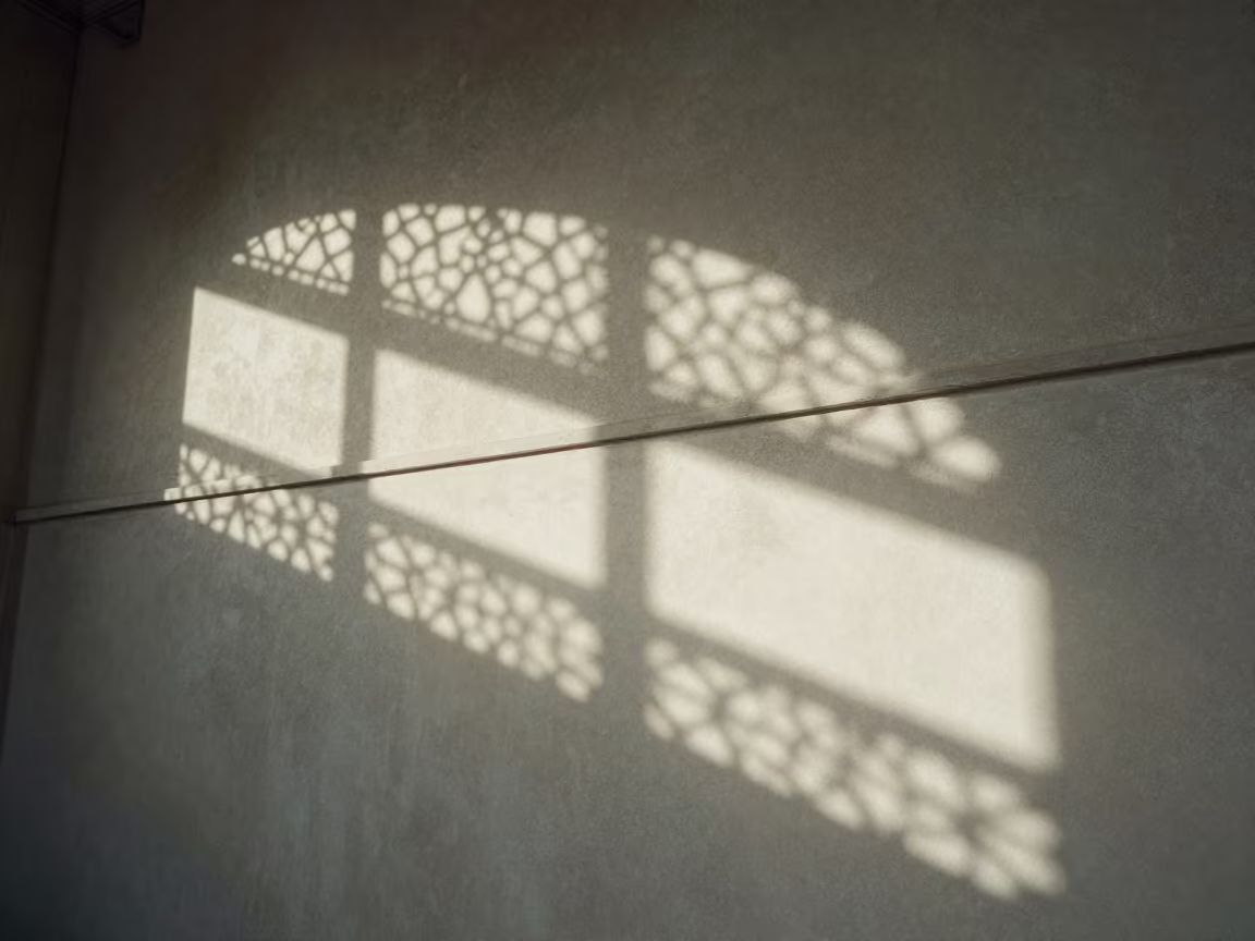 Lace Light Shadows on Rough Plaster in inside a restored train terminal in Islamabad