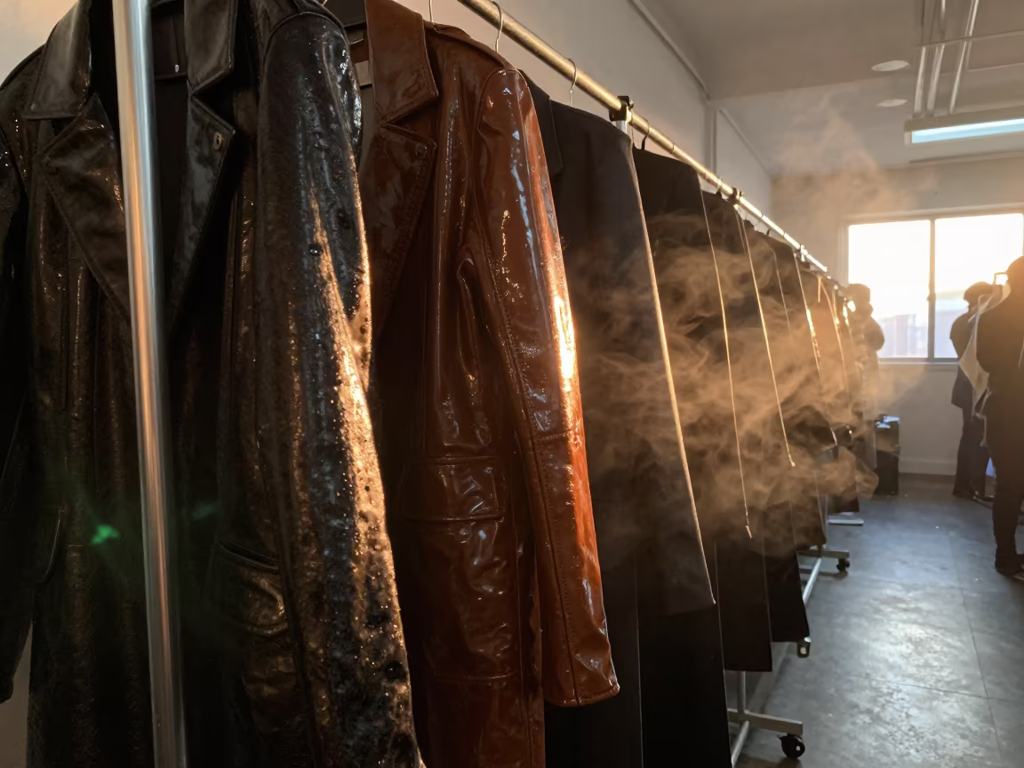 Lacquered Coats Backstage Kumasi Wet Season in in a backstage changing corridor in Kumasi